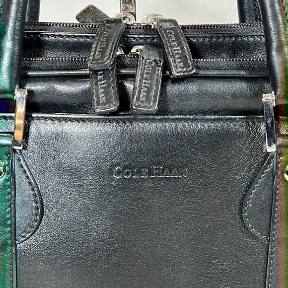 Cole Haan Black Leather Multi-Compartment Briefcase with Strap - Picture 4 of 14